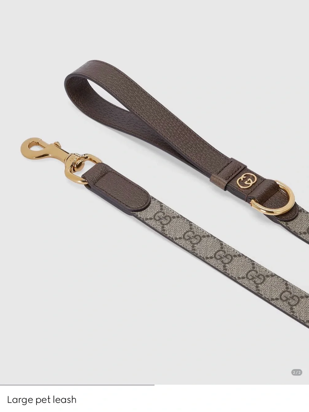 Gucci GG Canvas LEASH and COLLAR  with Gold Hardware